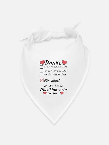 Querflöte Musiklehrerin Lehrerin Danke sagen - Bandana Dreieckstuch - Weiß