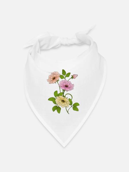 Blumen - Bandana Dreieckstuch - Weiß