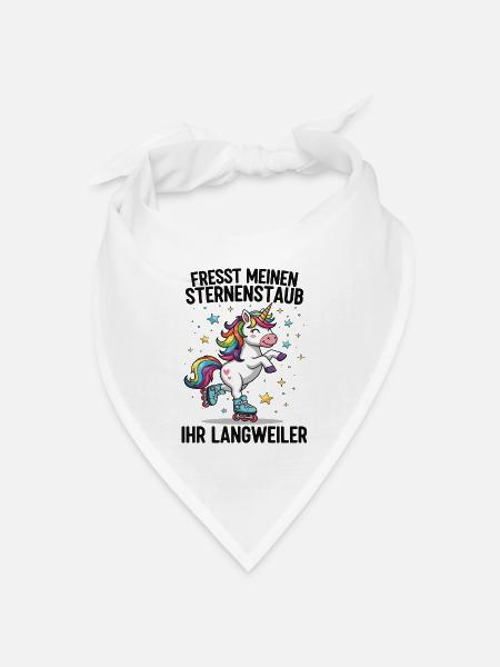Rollschuh Einhorn - Bandana Dreieckstuch - Weiß