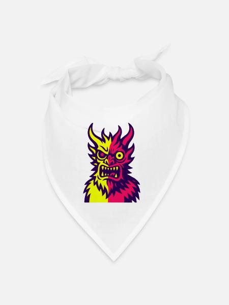 Pop Art Teufels Monster - Bandana Dreieckstuch - Weiß