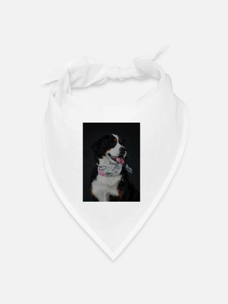 Bernesehund Blumenbandana - Bandana Dreieckstuch - Weiß