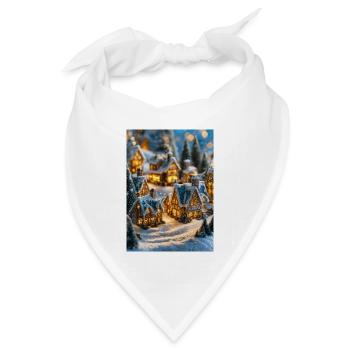 Gemütliches verschneites Dorf Winterglühen - Bandana Dreieckstuch - Weiß - Vorne