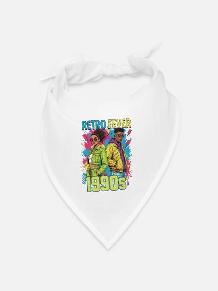 90s 90er Jahre Musik Bunt Party Karneval Kostüm - Bandana Dreieckstuch - Weiß