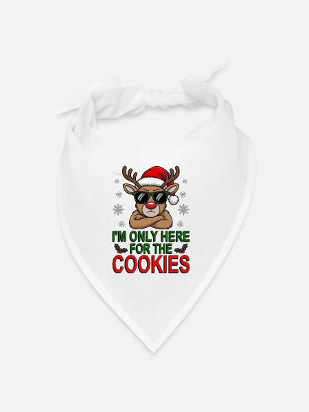 Nur für die Cookies, Rentier mit Sonnenbrille - Bandana Dreieckstuch - Weiß