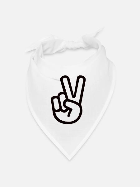 Peace Handzeichen – Victory Symbol - Bandana Dreieckstuch - Weiß