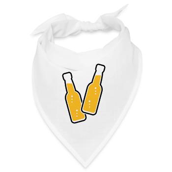 2 Flaschen Stoßen An (Bier / Limonade / POS 2C) - Bandana Dreieckstuch - Weiß - Vorne