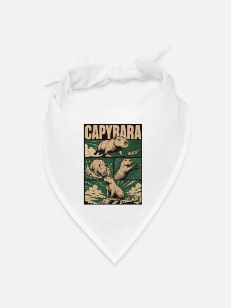 Chilliges Capybara Comic - Bandana Dreieckstuch - Weiß