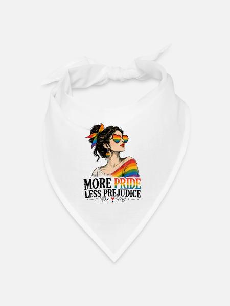 More Pride Less Prejudice LGBTQ Retro Design - Bandana Dreieckstuch - Weiß