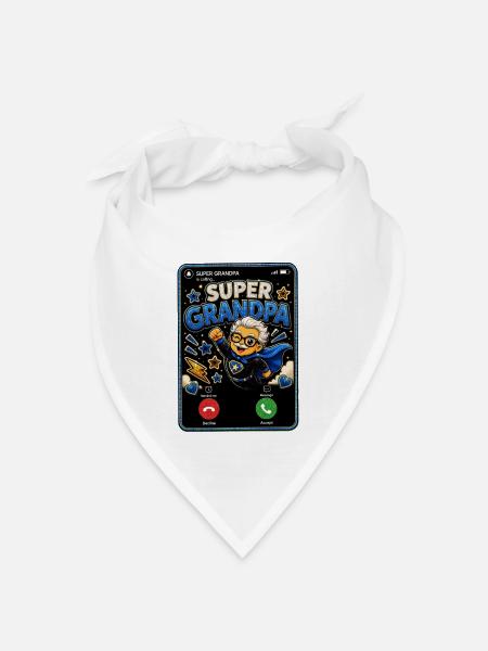 Super Grandpa Incoming Call - Lustig Superheld Opa - Bandana Dreieckstuch - Weiß