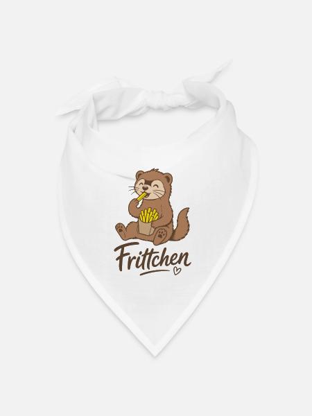 Frettchen Frittchen Fritten Pommes Frites - Bandana Dreieckstuch - Weiß