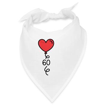 60 Geburtstag Herz Luftballon Damen T-Shirt - Bandana Dreieckstuch - Weiß - Vorne