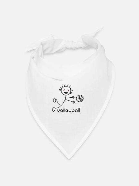 Volleyball - Strichmännchen - Bandana Dreieckstuch - Weiß