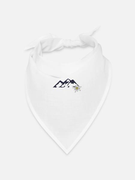 Berge und Edelweiss - Bandana Dreieckstuch - Weiß