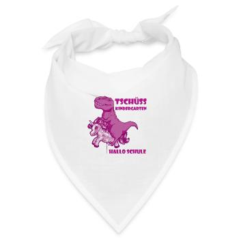 Dino T-Rex Schule Dinosaurier Schulkind Einhorn - Bandana Dreieckstuch - Weiß - Vorne