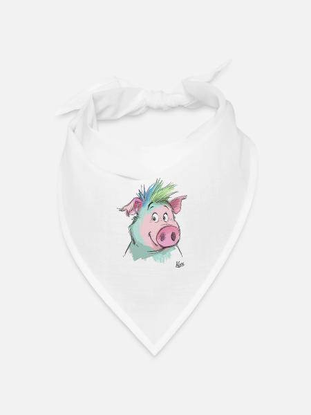 Freundliches Schwein - Bandana Dreieckstuch - Weiß