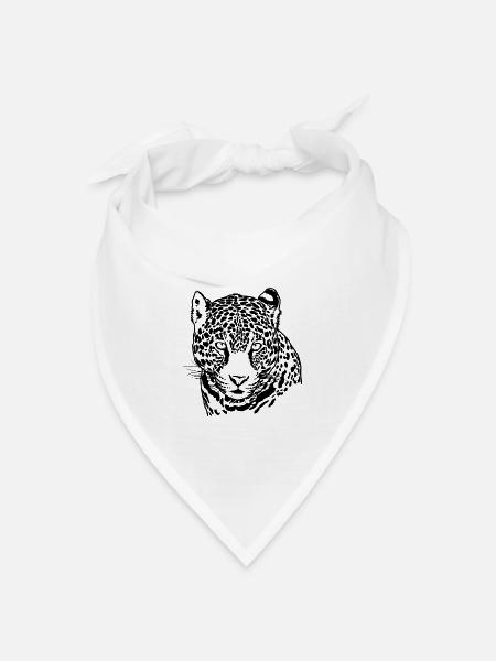 Jaguar Gesicht Grafik Cool Großkatze Wildtierliebhaber - Bandana Dreieckstuch - Weiß
