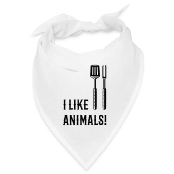 I Like Animals! (Grillbesteck / Black) - Bandana Dreieckstuch - Weiß - Vorne