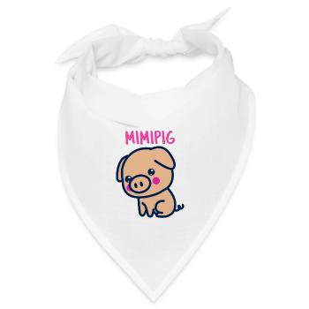MIMIPIG, süßes Schwein, Geschenkidee und T-Shirt - Bandana Dreieckstuch - Weiß - Vorne