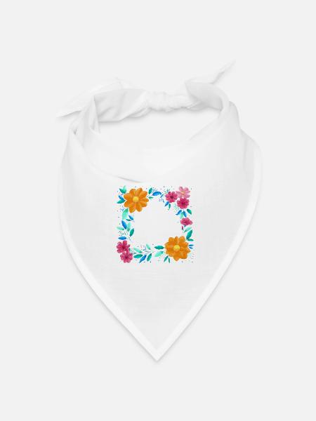 Blumenkranz in bunten Farben - Bandana Dreieckstuch - Weiß