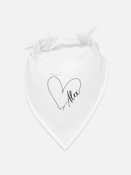 Alex Name Herzlinie - Bandana Dreieckstuch - Weiß