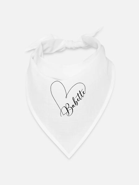 Babette Name Herzlinie - Bandana Dreieckstuch - Weiß