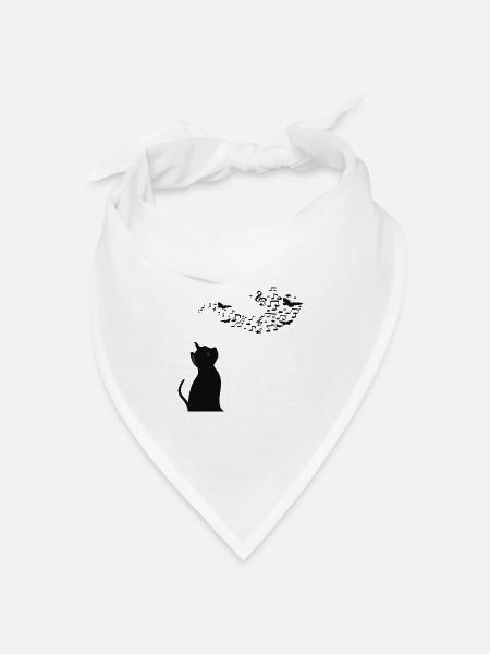 Katze mit Musiknoten - Bandana Dreieckstuch - Weiß