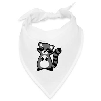 Niedlicher Waschbär Tierkind / Cute raccoon animal - Bandana Dreieckstuch - Weiß - Vorne