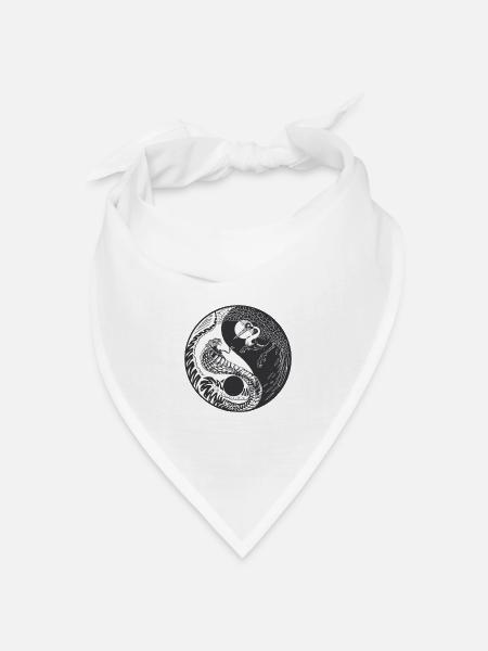 Ying Yang Crane Snake Chinesisches Symbol - Bandana Dreieckstuch - Weiß