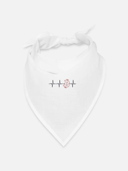 Bitcoin Heartbeat Blockchain Crypto Kryptowährung - Bandana Dreieckstuch - Weiß