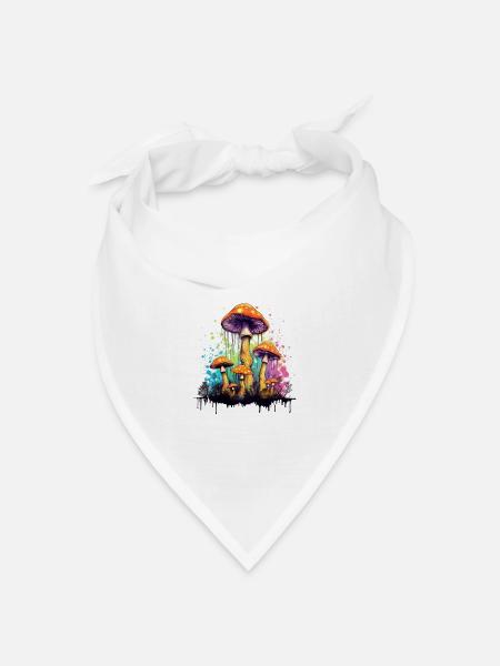 Psycho Pilze - Bandana Dreieckstuch - Weiß