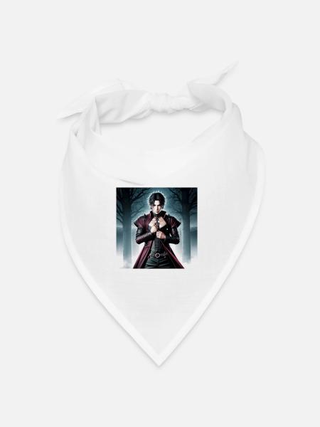 Gothic Vampirheld im Mantel - Bandana Dreieckstuch - Weiß