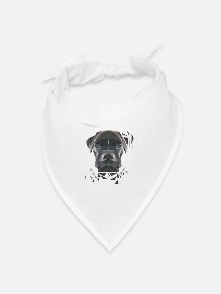 Boxer in Polygon-Art - Bandana Dreieckstuch - Weiß