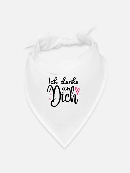 "Ich denke an Dich" Motiv,Valentinstagsgeschenk - Bandana Dreieckstuch - Weiß