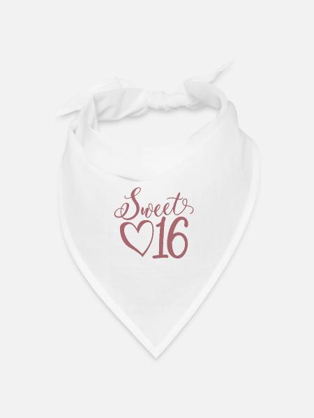 Süßes sechzehn süßes Geschenk zum 16. Geburtstag 16 Jahre alt - Bandana Dreieckstuch - Weiß