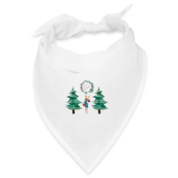 Fröhliche Weihnachten I Elch mit Geschenk - Bandana Dreieckstuch - Weiß - Vorne