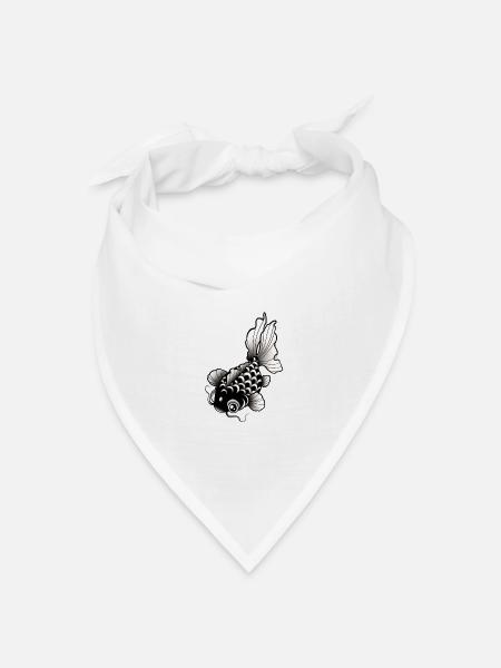Fischstil Tattoo / Tattoo Kunst - Bandana Dreieckstuch - Weiß
