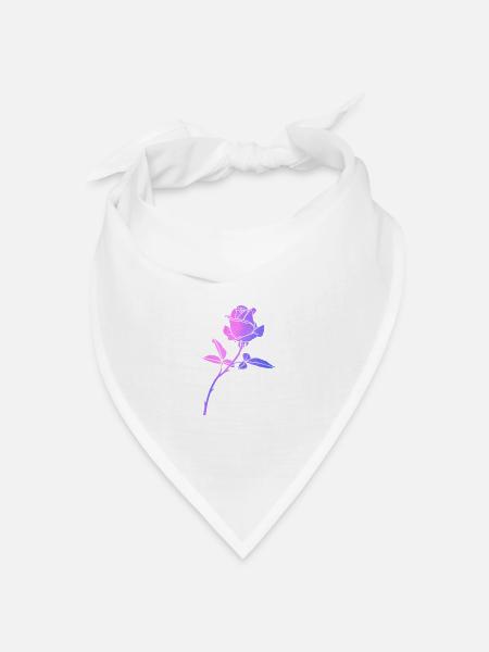 Silhouette der bunten Blumenrose - Bandana Dreieckstuch - Weiß