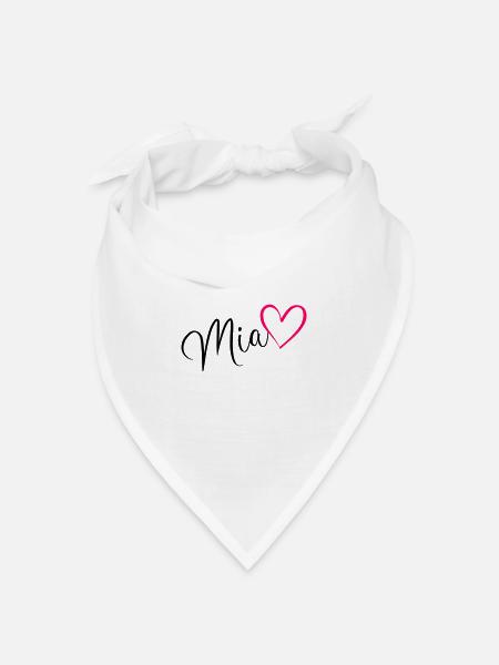 Mia Name Vorname Herz pink - Bandana Dreieckstuch - Weiß