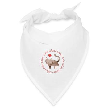 Liebe schützt Leben – Katze - Bandana Dreieckstuch - Weiß - Vorne