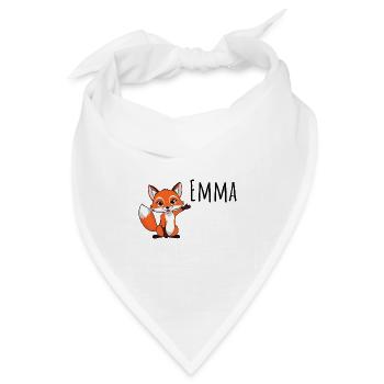 Fuchs - Mein Name ist Emma - Süßes Waldtier - Bandana Dreieckstuch - Weiß - Vorne