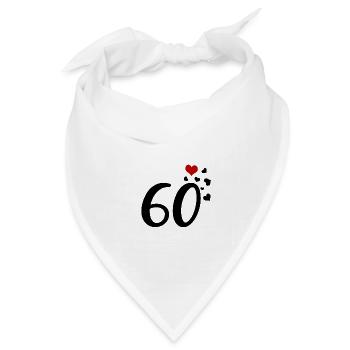 60. Geburtstag Jubiläum Herzen 60 - Bandana Dreieckstuch - Weiß - Vorne