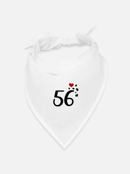 56. Geburtstag Jubiläum Herzen 56 - Bandana Dreieckstuch - Weiß