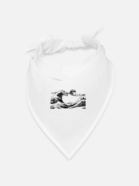 Kanagawa Wellen Ästhetische japanische Kunst Große Welle - Bandana Dreieckstuch - Weiß