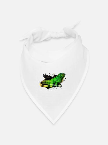 Retro Leguan Farbe Spritzer Reptilien Keeper Eidechse - Bandana Dreieckstuch - Weiß