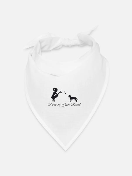 Jack Russell Terrier mit Frau - Bandana Dreieckstuch - Weiß
