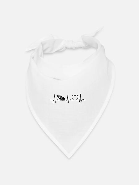 Bagger - EKG Kurve - Herzkurve - Bandana Dreieckstuch - Weiß