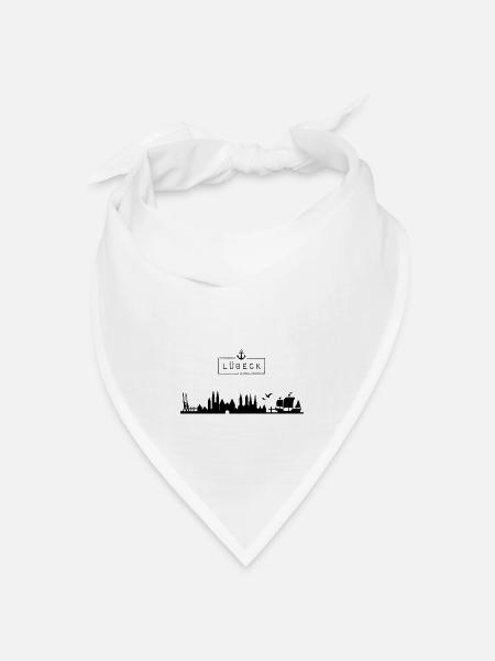 Skyline Hansestadt Lübeck, HL, Stadt, Deutschland - Bandana Dreieckstuch - Weiß