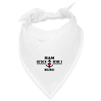 Hamburg Koordinaten Anker 2c B - Bandana Dreieckstuch - Weiß - Vorne
