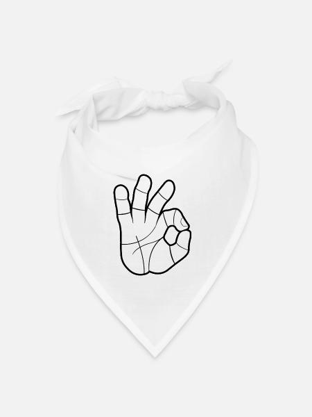 OK Handzeichen | OK Hand Sign - Bandana Dreieckstuch - Weiß