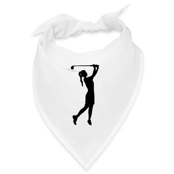 Golferin Silhouette, Golf Abschlag Damen Golf  - Bandana Dreieckstuch - Weiß - Vorne